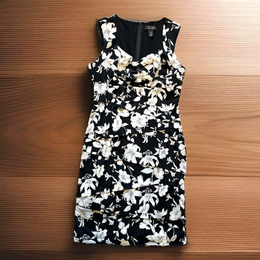 White House Black Market Floral Sleeveless Tiered Layer Dress Size 12